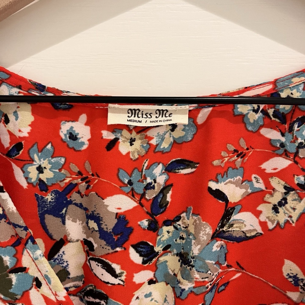 Miss Me Vibrant Maxi M Smocked Button Flowy Tiered Floral All Over Print Garden - Picture 3 of 7